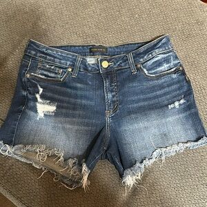 Silver denim distressed shorts